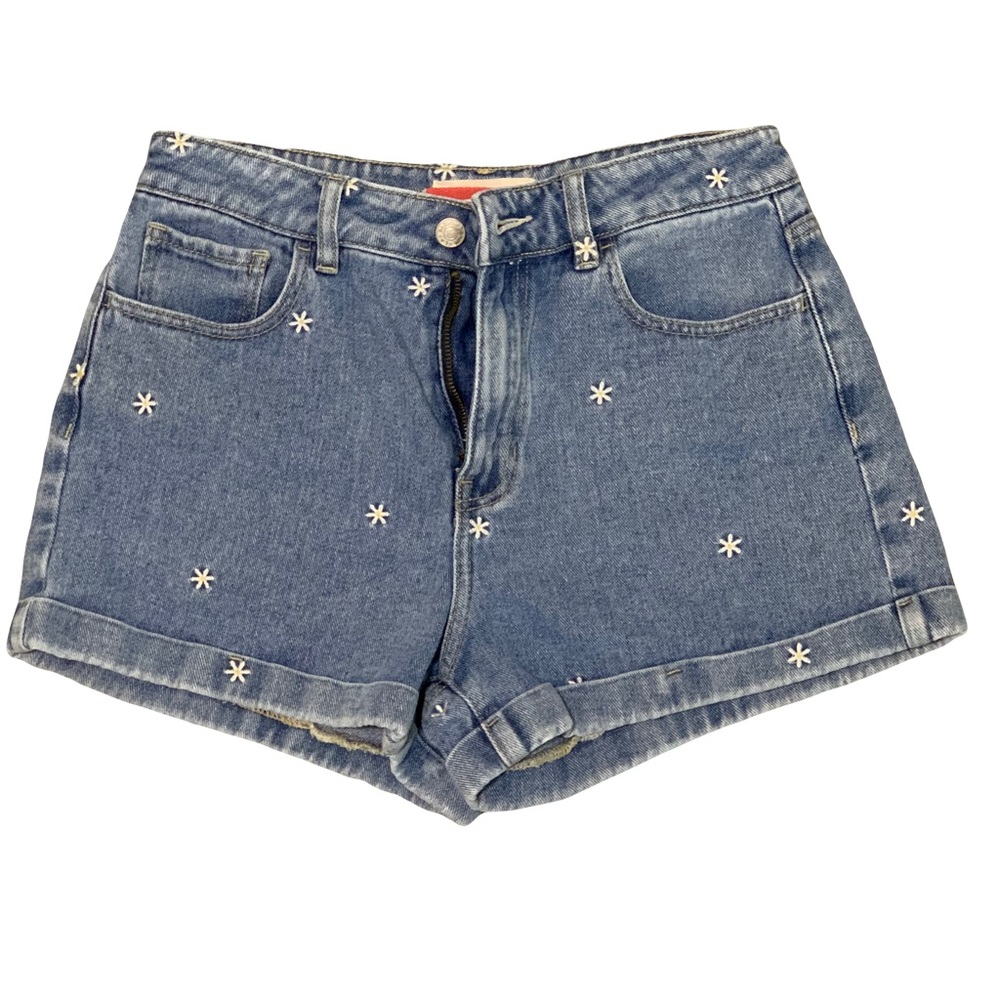 Pacsun high waisted jean shorts with white daisies size 28